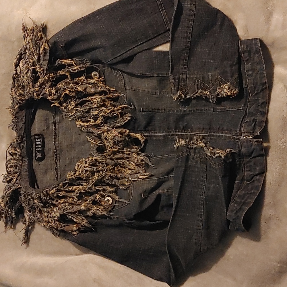 3/$30 Bongo Neck Frilled Jean Jacket